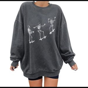 Gray Urban Outfitter Skeleton Crewneck